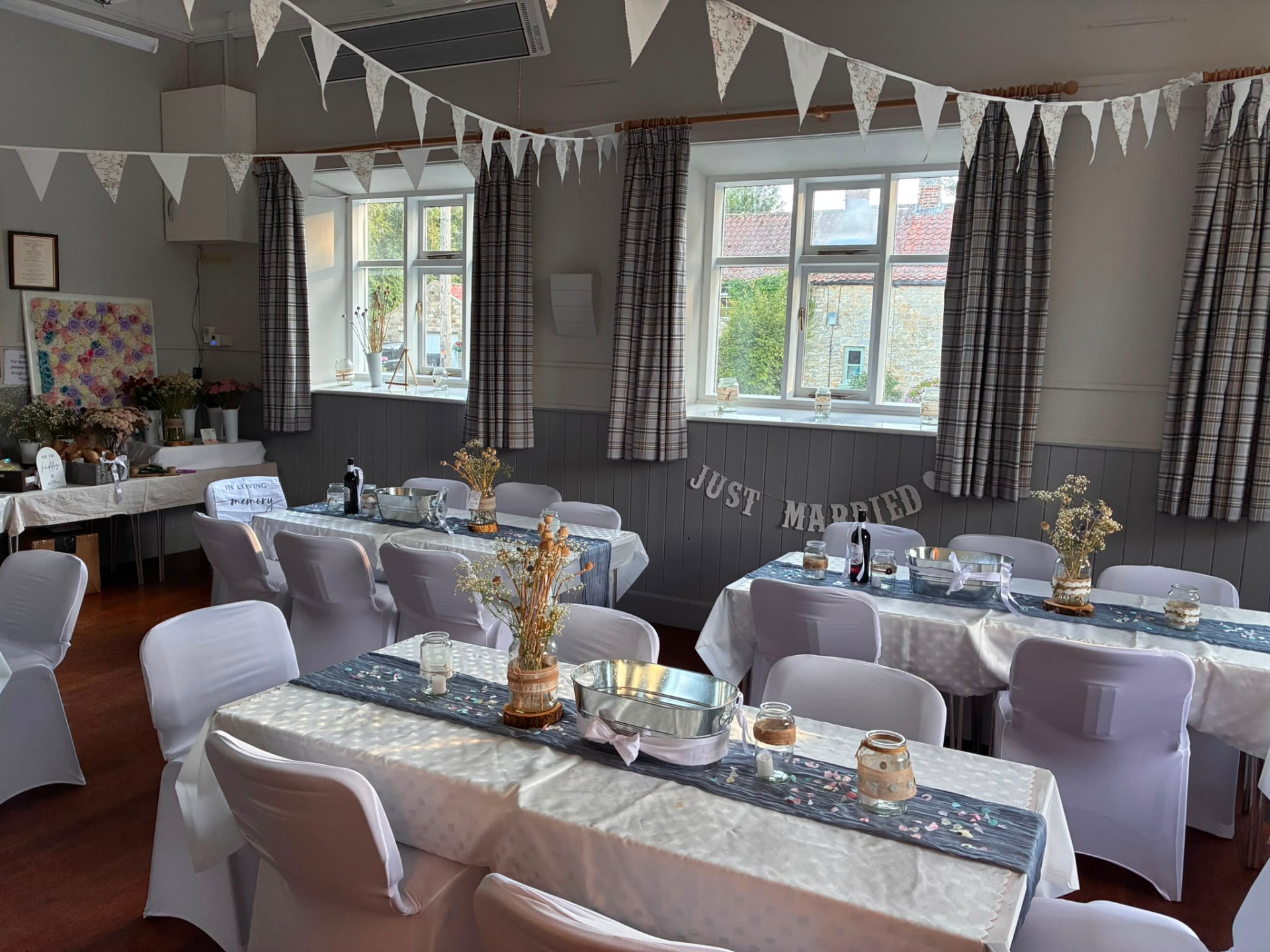 Allerston Village Hall interior decorated for a community celebration